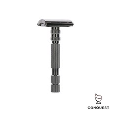 【CONQUEST】加拿大 Rockwell Razors Model T2 六段可調式刮鬍刀 蝴蝶式刀頭，男士刮鬍刀，可調節刮鬍刀, 1個, 鐵灰(Gunmetal Chrome), 1