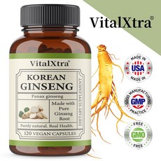 유기농 한국인삼보충제 1000mg 에너지와 활력 증진 집중력 향상 면역력 강화 적응력 호르몬 밸런스 지원, 1개, 120회분