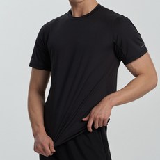 아테즈 남성용 기능성 드라이 쿨링 스판 무지 라운드 반팔 티셔츠 헬스 운동 러닝 반팔티