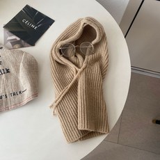 薄荷星冬季針織連帽圍脖巴拉克拉法帽