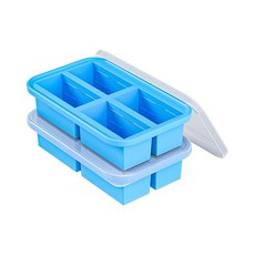 Bongpuda 뚜껑이 있는 1컵 실리콘 냉동고 트레이 수프 냉동고 트레이 및 몰드 및 용기 2개 대형 실리콘 아이스 큐브 트레이 수프 국물 소스 및 남은 음식을 냉동, 뚜껑이 있는 1컵 실리콘 냉동고 트레이, 수프 냉동고