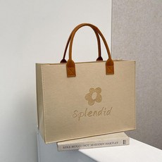 여성 대용량 펠트 토트백 숄더백 쇼핑백 맞춤 로고 가능, 카키 블록 [33x25x11], 1개