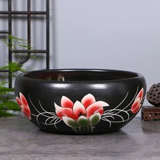 대형 수반 화분 수경 조경 플라스틱옥돌색소형(35cm)바닥무공 옹기 어항 연못 도자기 석회, T. 나팔꽃