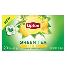Lipton Lemon Green Tea Bags Flavored Unsweetened Teabags for Hot Tea or Iced Tea with Caffeine, 20 티백, 1개, 26g, 20
