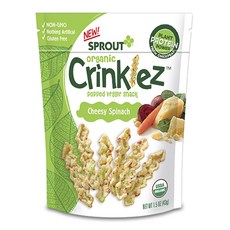 스프라우트 크링클즈 팝트 베지 스낵 43g, 1개, 치즈 + 시금치(Cheesy + Spinach)