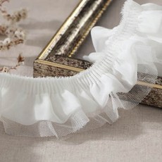 퀼트스타 파스텔 쉬폰 망사 주름레이스_화이트 37, 1개, 화이트