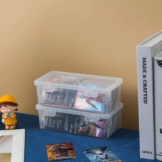 투명 카드 정리함 퍼즐 보관함 소품 정리 수납 박스 폴딩 가방 옷장 옷 용품 편리한, 1개, 긴형 2개