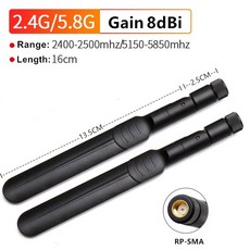 2PCS 8DBI 듀얼 4G 밴드 5G 공중 부스터 범용 WLAN WIFI 8G 라우터 안테나 SINGAL SMA, Black-RP SMA male, 03 Black-RP SMA male