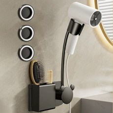 무타공 드라이기 거치대 욕실 보관 걸이 홀더 정리대 waj*06332Iv, 블랙, 1개