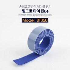 Coms 케이블타이(100cm x 2cm) Blue 케이블정리 전선정리 BT350, Coms 컴스 벨크로 타이 BT350 100x20cm, 1개