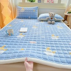 얇은토퍼 미끄럼 방지 겨울 가을 시트 싱글, 1cm, 스타 문 드림 위빙 블루