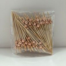 輕奢竹質水果籤 100支裝, 玫瑰金珠籤12cm - 100支, 1個