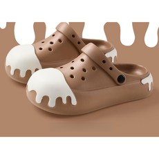 Yellwell 누안즈위안 여성 여름용 토캡 슬리퍼 여름 배색 아이스크림 토캡 슬리퍼 외출용 패션 슬리퍼 WLM