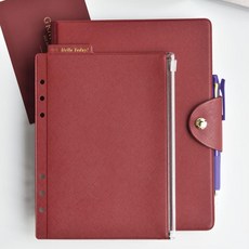 가죽지퍼포켓 A5 6공 바인더 파일 문구 문서구분 서류, (09 태닝핑크)