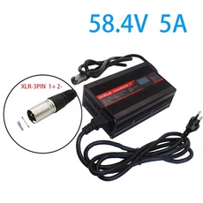 호환OHRIJA 58.4V 5A 충전기 스마트 알루미늄 케이스는 16S 51.2V OLED 디스플레이 LiFePO4 배터리 고속 48, 04 AU-220V, 01 China Mainland, 04 XLR