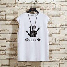 男夏季運動休閒背心套裝 簡約手掌印花短褲