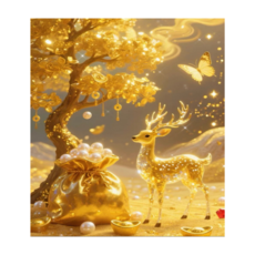 스타일하우스 패브릭형 DIY큐빅 3D전체 실측사이즈 40X50CM 보석십자수, 1개, MIX-013 돈나무꽃사슴