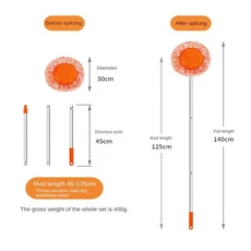 회전식 해바라기 가정용 이동식 고층 청소 용품 벽 천장용 연장 극이 있는 원형, 02 Orange Mop Suit