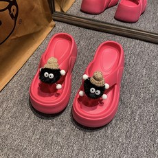 해피유통 여성 여름 캐릭터 슬리퍼 귀여운 두꺼운 밑창 편안한 발코니 신발