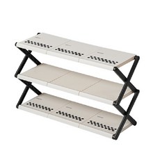 宅配 奶油風摺疊鞋架 多層鞋子收納 折疊鞋架 防水鞋架 宿舍鞋櫃 多層鞋架 組裝鞋架 簡易鞋架 鞋盒 鞋櫃, 1個, 奶油風摺疊鞋架(大款 3層)店到家限1個, 奶油色