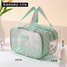 乾溼分離 戶外游泳 旅行 防水 沙灘包, 艾草綠格子,中號-乾溼分離溼區瀝水