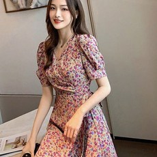 랩 플라워원피스 여성 여름 비치 휴양지 가운