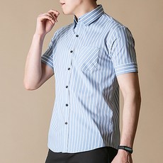 BLUEFORCE 男式 Ensidon 短袖 Southern Basic Fit 條紋休閒襯衫