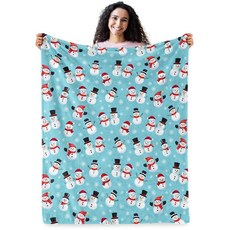 크리스마스 홀리데이 눈사람 담요 부드러운 어린이 방 장식 아늑한 생일 선물 유아 청소년 소파 152.4cm X 127cm(60 x 50인치) 127727, 크리스마스 홀리데이 눈사람 담요 부드러운 어린이 방 장
