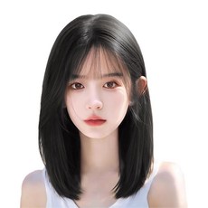 GBKING 정수리 앞머리 인모가발 부분가발 수제가발 여자정수리 앞머리가발 100% 인모가발, 검정색, 1개, 검정색