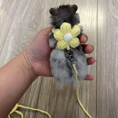 倉鼠手工編織防脫背心式牽引繩金絲熊外出專用可愛揹帶式遛鼠神器, 天空藍牽引繩（溜鼠神器）,手工鉤織細微瑕疵介意勿拍, 1個