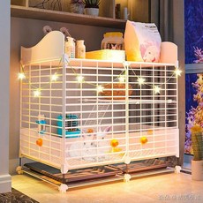 兔子籠子雙層 兔子屋 兔子圍欄 豪華超大 大兔籠兔子籠防濺尿超大自由空間家用室內寵物兔子窩雞貓荷蘭豬專用籠子, 1個, 【72*47*47】黑,基礎款（帶腳墊）