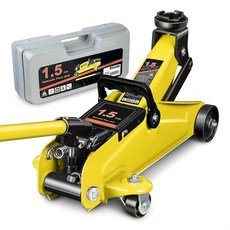 DNA MOTORING 로우 프로파일 유압 트롤리 서비스/플로어 잭 1.5톤(3000파운드) 용량 리프팅 범위 13.5~30.5cm(5.3~12인치) 옐로우 TOOLS-, 1.5톤