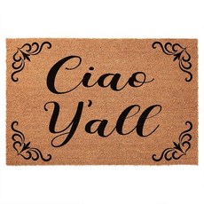 Funny Welcome Door Mat-F Caw F Go Away Please Leave 내츄럴 Coco Coir 튼튼한 백킹 프론트 도어매트 귀여운 미끄럼 방지 현관 입, 차오 Y'all_161288