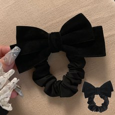 (2개입) 코코쥬 블랙 벨벳 머리끈 곱창밴드