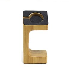 Apple充電支架 iPhone手錶實木底座 iwatch桌面擺件充電座, （原木色）竹木, 1個