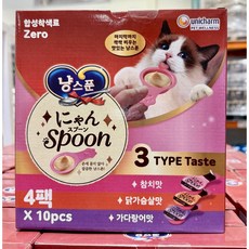 유니참긴노스푼 고양이 냥스푼 습식 간식 10개입, 혼합맛(참치/닭가슴살), 100g, 4개