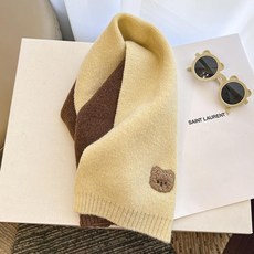 兒童圍巾 可愛圍巾 高顏值圍巾 防風保暖 保暖男女童圍巾冬季可愛時尚百搭條紋秋冬寶寶卡通刺繡針織圍脖潮