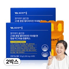 비타민마을 원어데이 올인원 23종 종합 멀티비타민 미네랄 앤 칼슘 마그네슘 컴플렉스, 2개, 60정