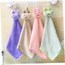 유치원 어린이집 동물 캐릭터 걸이 고리 주방 화장실 손 닦는 천 흡수 건조 타월, 1개, 1토끼주방타올-그린
