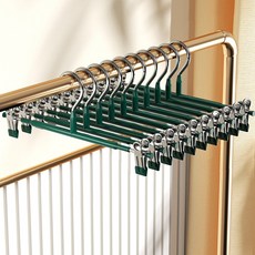 쿠빙홈 설렘뿜뿜 인테리어 논슬립 코팅 바지걸이 10개, 그린