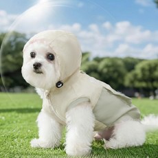 강아지 바람막이 우비 레인코트, 1개, 베이지