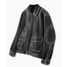 DIMITRI BLACK 어센틱 워시드 PU 레더 자켓 h+_블랙 403593