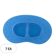 누비 실리콘식기 일체형 이유식매트, 블루, 7개