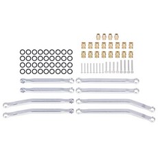 Axial SCX30 지프 랭글러 및 포드 브롱코 1/30 RC 자동차 업그레이드 부품용 알루미늄 스키드 링크 로드 8피스 세트 (레드), 실버