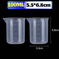 100ml 측정 컵 투명 플라스틱 스케일 비커 졸업 실린더 실험실 혼합 주둥이 액체 용기 베이킹 도구, 04 1PC, 01 100ML