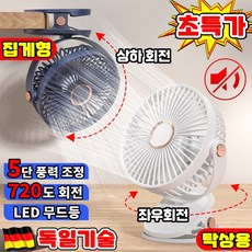 SUOSER [독일기술] 탁상용 미니 선풍기 무소음 사무실 집게 선풍기 벽걸이 휴대용 유모차 선풍기 클립형 충전식 캠핑 회전, 1개, 블루