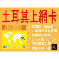 歐盟33國歐洲上網卡：伊斯坦堡、土耳其、希臘、瑞士、德國吃到飽無限不降速旅遊上網卡, 8日,3GB