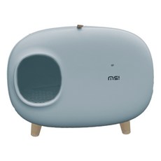 有才寵物商店 大空間貓廁所附貓砂鏟, 1個, 有喵病 簡約不帶砂抽屜式貓砂盆-藍灰