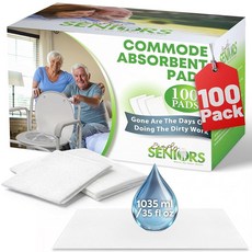 침대 옆 변기 라이너용 Commode 흡수성 패드 - 휴대용 가방용 100개 더러운 일을 더 이상 하지 않아도 됨 화장실 라이너 화장실용 배변 가방 의자 라이너, 레귤러