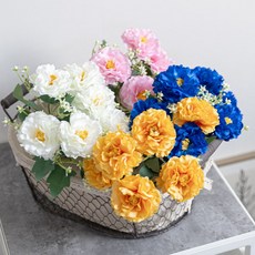 [플라워트리] 백일홍 조화 지니아 부쉬 32cm 4컬러 인테리어 꽃 장식 소품 촬영 꾸미기, 색상:핑크